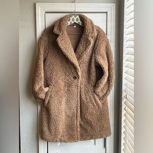 UNIQLO - Teddy Pile-Lined Fleece Tailored Coat - Size S - Tan